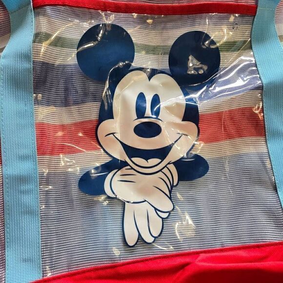 Mickey Mouse Striped Mesh Tote Disney Store Large Beach - Picture 2 of 8